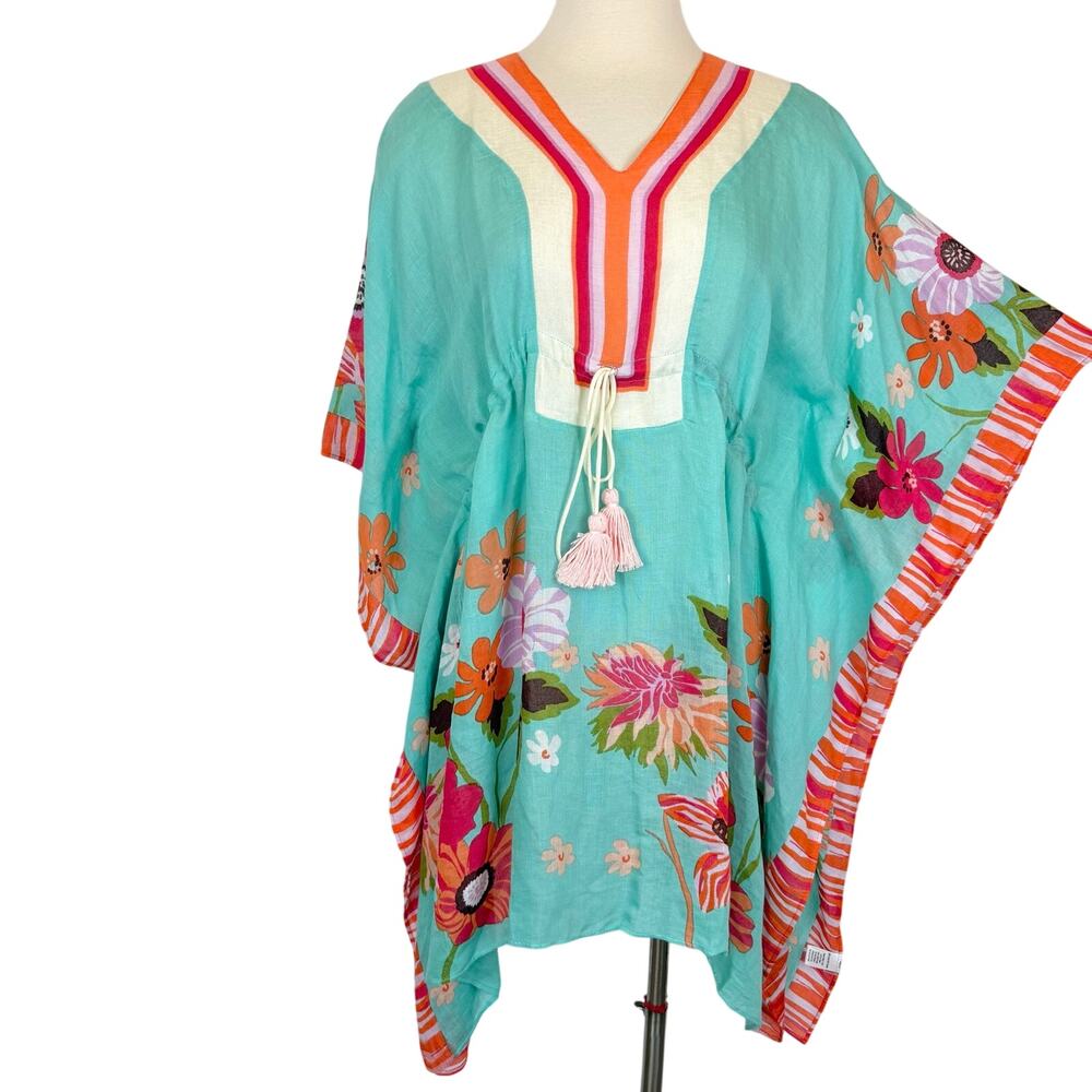 Spartina 449 Broughton Linen Blend Kaftan Tunic Beach Cover-Up OS NWT